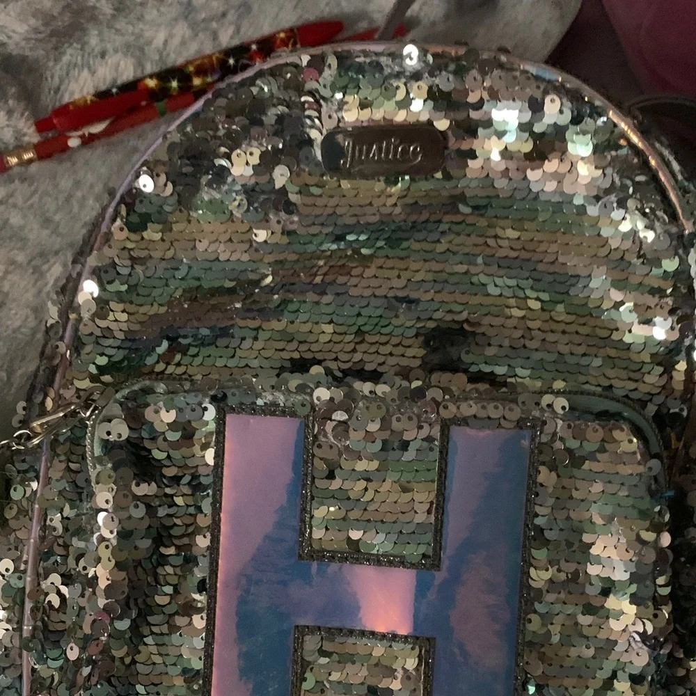 Justice Sequin Backpack with Holography “ H”